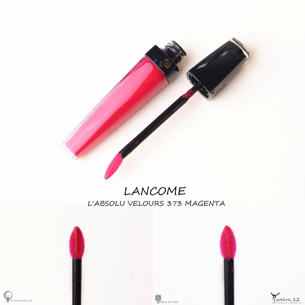  LANCOME L'ABSOLU VELOURS兰蔻菁纯丝绒柔雾唇釉373 MAGENTA试色