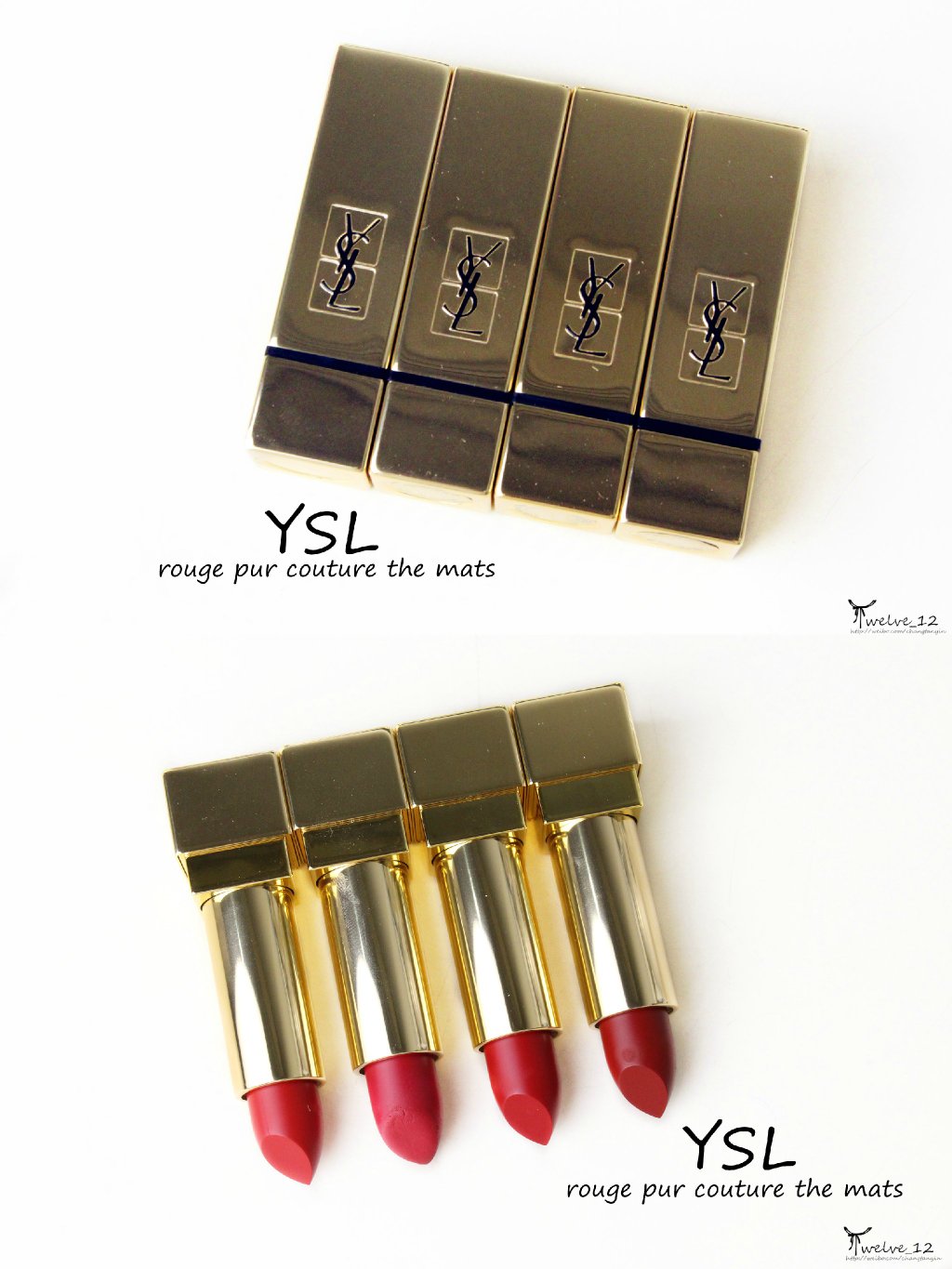 YSL方管唇膏201、202、203、204试色