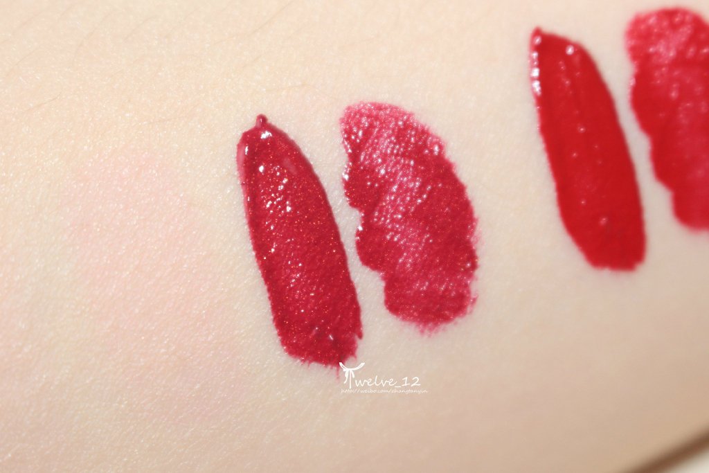 阿玛尼2015年圣诞哑光唇釉509ruby nude / 414 red blood 试色