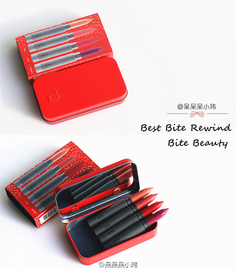 试色 | Bite Beauty Best Bite Rewind 圣诞口红笔小铁盒