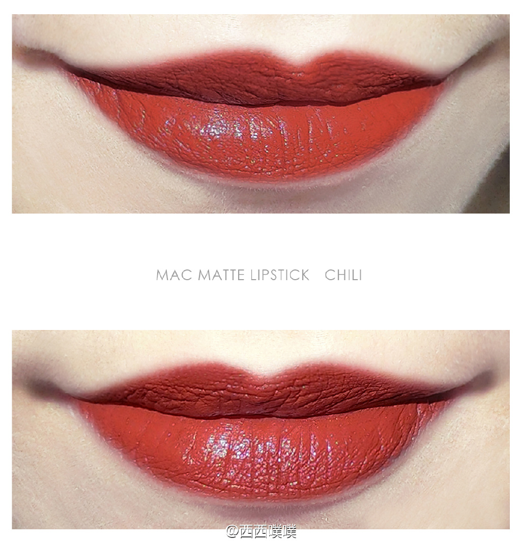 MAC chili唇膏和the saem m06唇膏试色对比