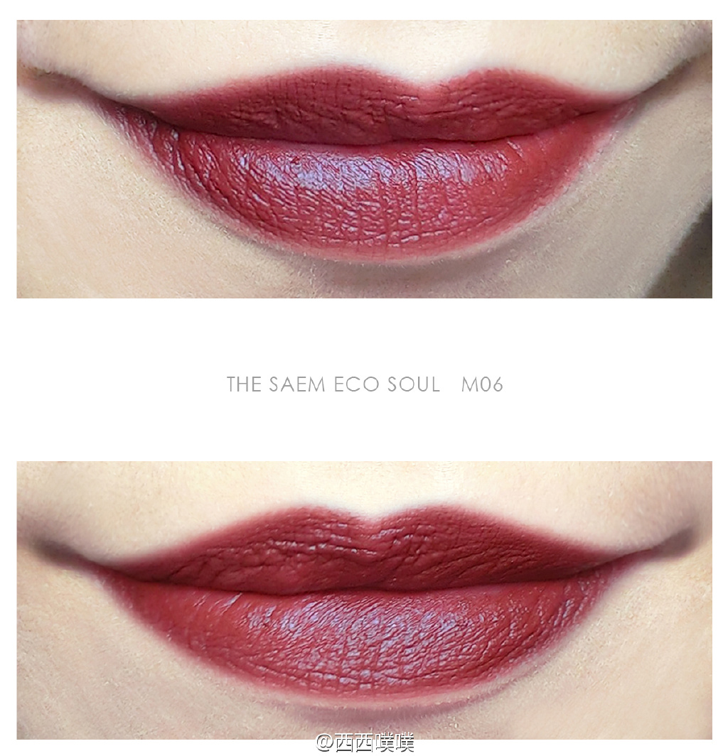 MAC chili唇膏和the saem m06唇膏试色对比