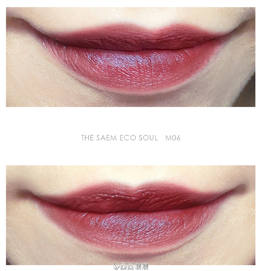 MAC chili唇膏和the saem m06唇膏试色对比