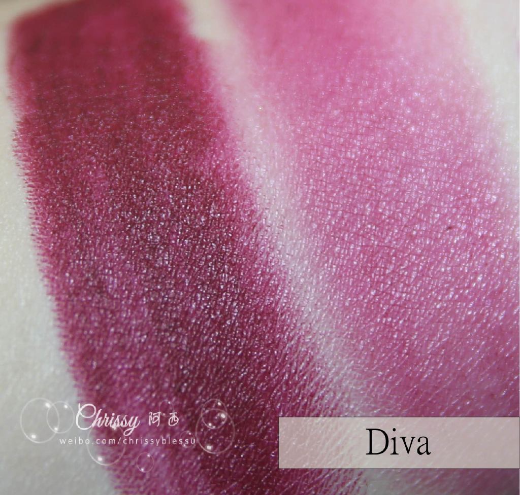 Mac唇膏Matte-Diva与Amplified-Diva Antics试色对比