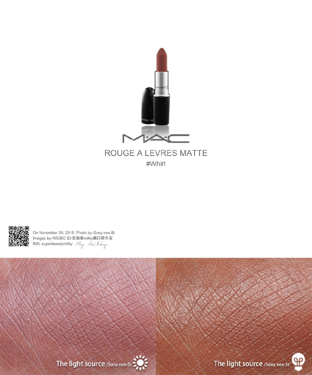 MAC ROUGE A LEVRES MATTE 亚光唇膏Whirl 试色