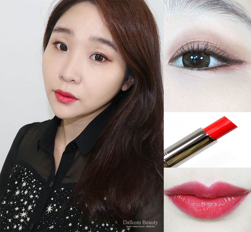 MAC Huggable 唇膏，色号feeling amorous/red necessity/commotion/cherry glaze试色