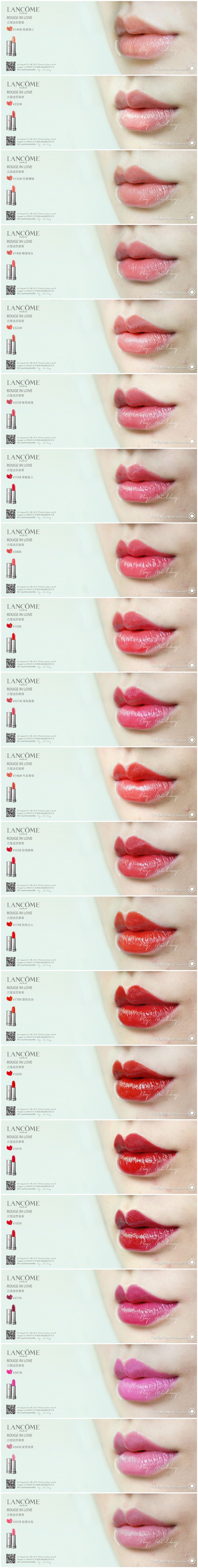 LANCOME ROUGE IN LOVE 兰蔻迷恋丝缎唇膏21支试色（含16支新色）