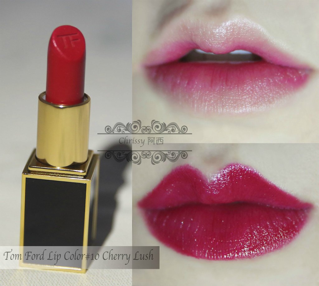 Tom Ford唇膏LipColor 10 cherry lush&40 smoke red对比试色