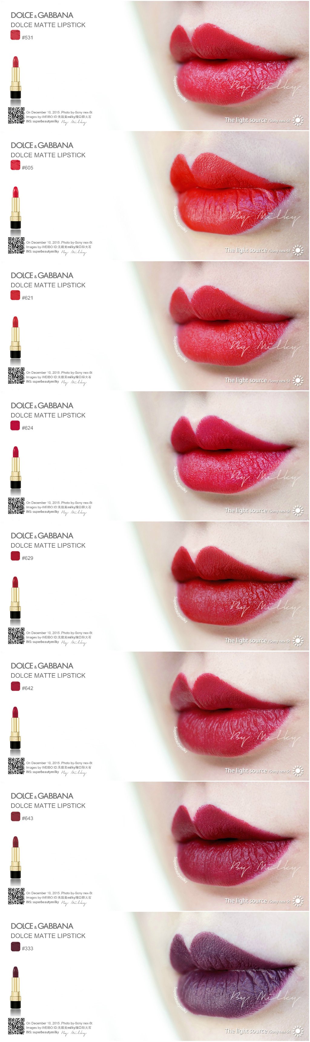 DOLCE&GABBANA DOLCE MATTE LIPSTICK 2015DG黑管亚光唇膏531/605/621/629/642/643/333试色