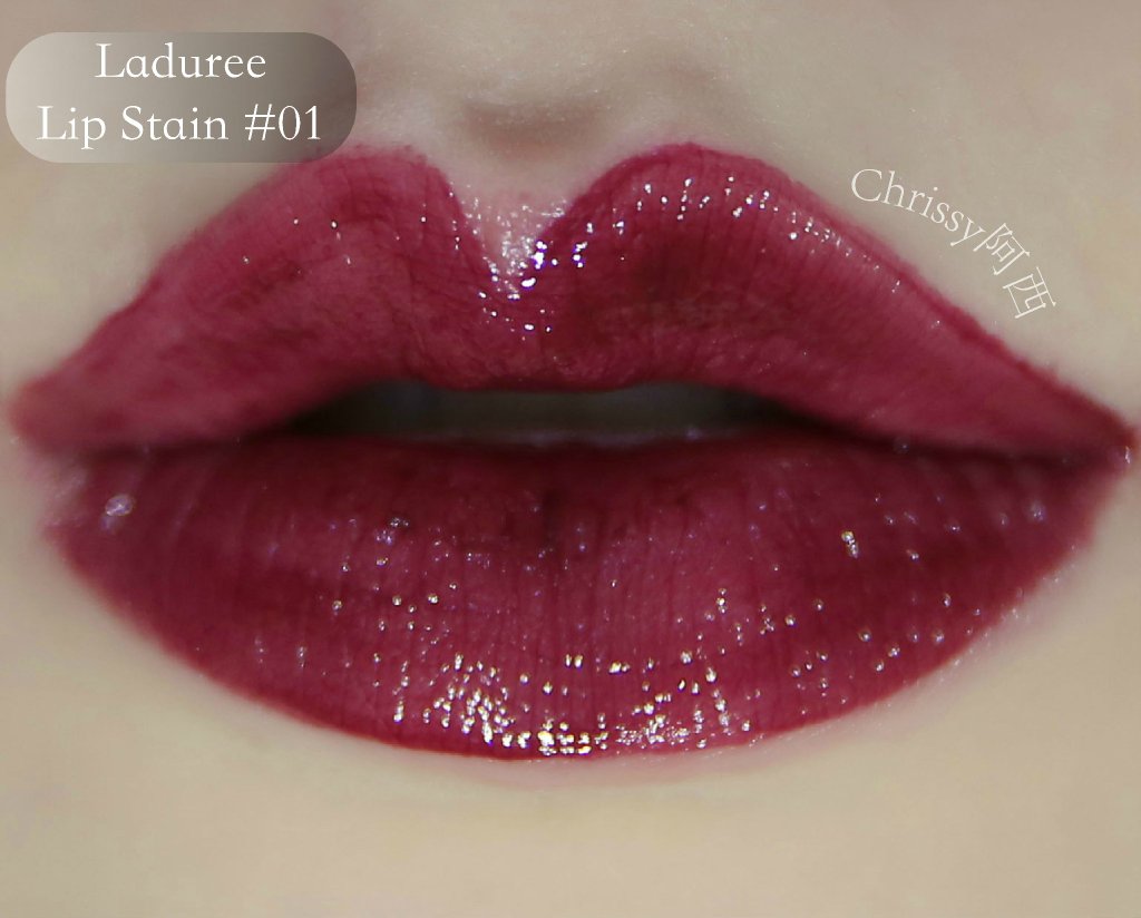 Laduree--Lip Stain唇釉01与Matte Rouge哑光唇膏01 对比试色
