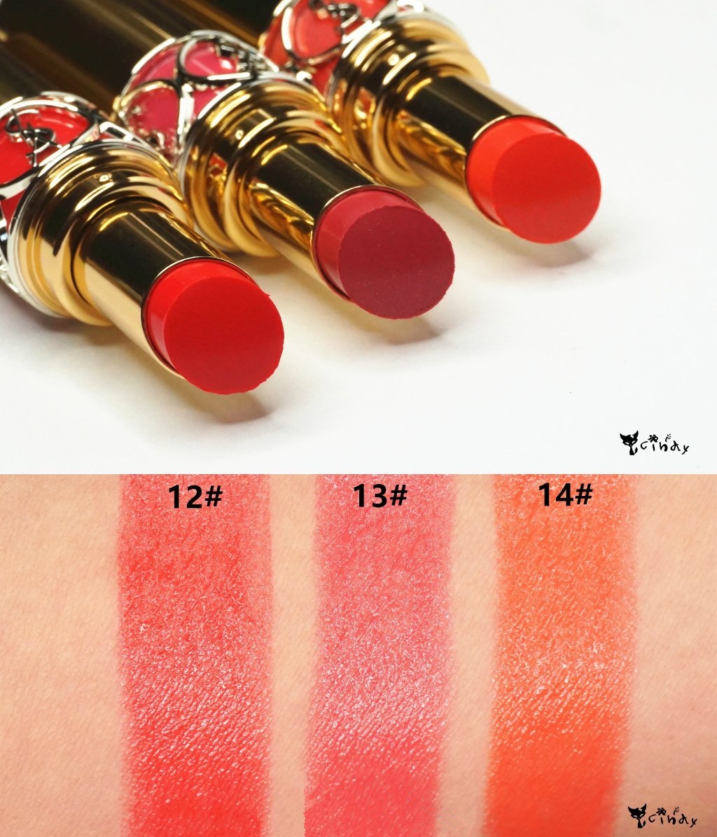 YSL ROUGE VOLUPTE SHINE圆管唇膏12,13和14试色