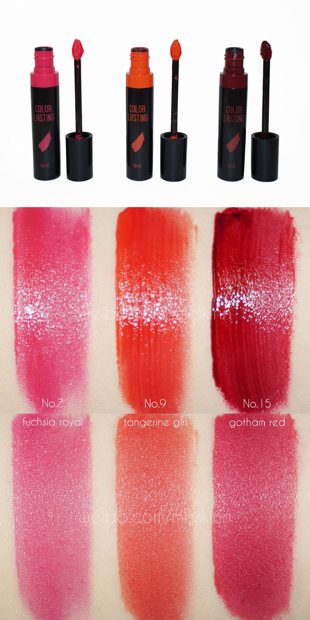 ARITAUM color lasting tint 爱茉莉唇釉 07、09、15试色