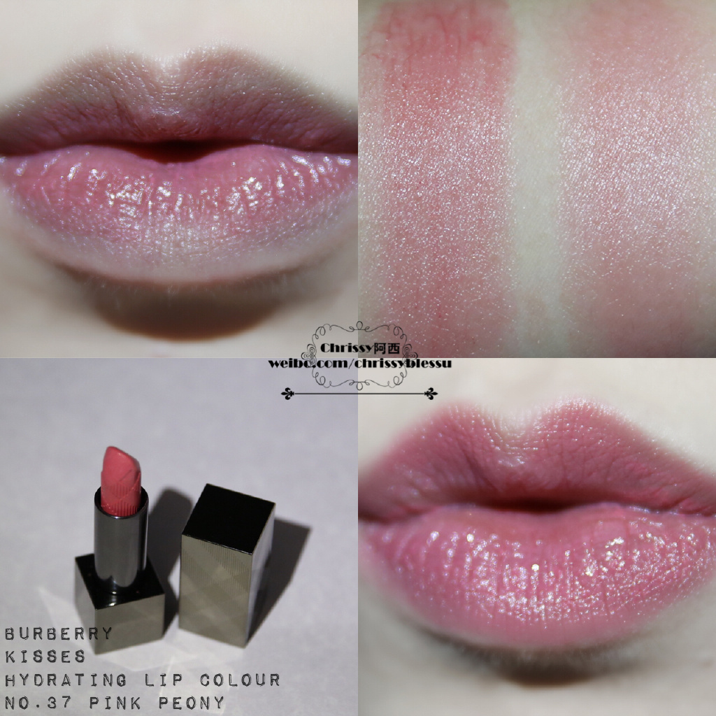 巴宝莉burberry kisses唇膏 37 Pink Peony、45 Claret Pink试色