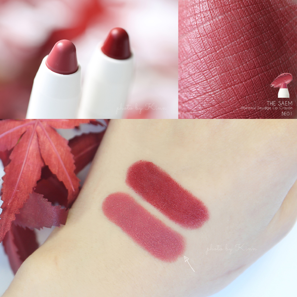 THE SAEM 得鲜灵泉双头气垫唇膏笔 Saemmul Smudge Lip Crayon BE01、RD02试色