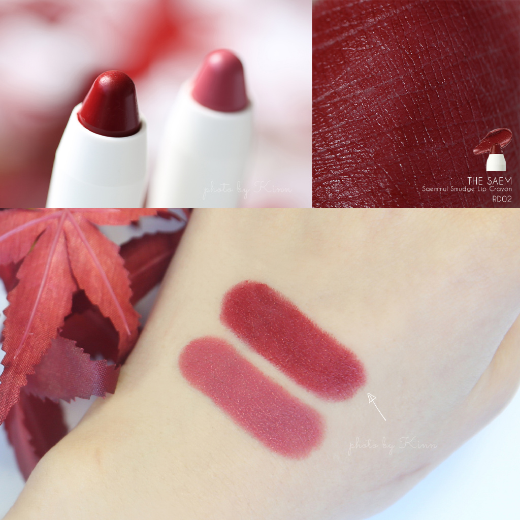 THE SAEM 得鲜灵泉双头气垫唇膏笔 Saemmul Smudge Lip Crayon BE01、RD02试色