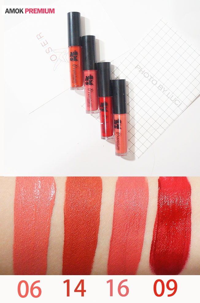 AMOK premium multi lips丝绒唇釉色号：06,09,14,16试色