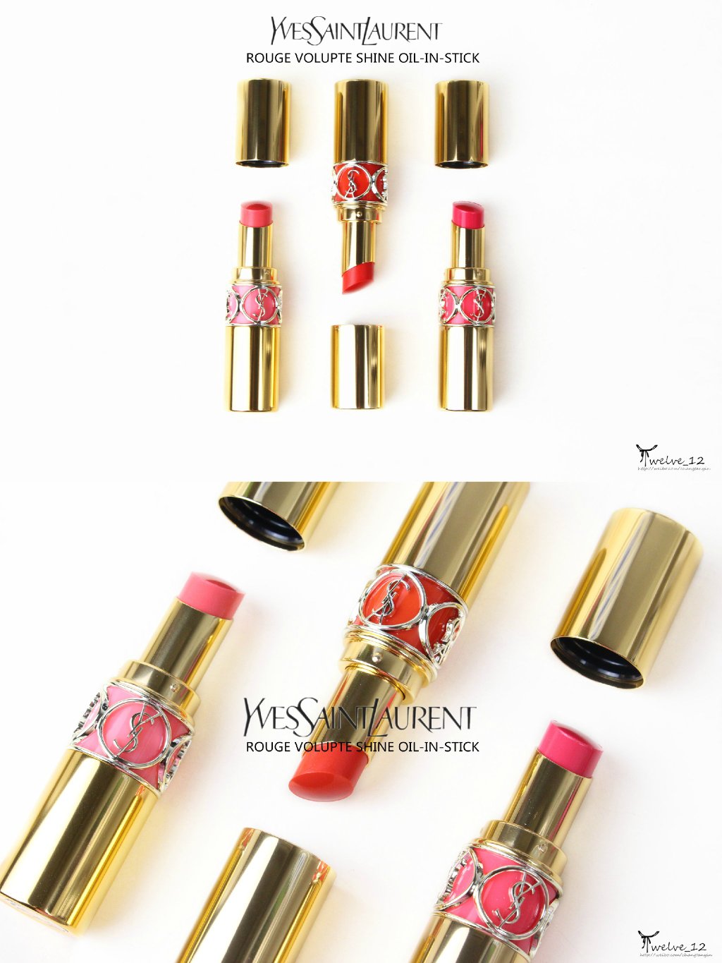 YSL ROUGE VOULUPTE SHINE OIL-IN-STICK圆管唇膏41、46、49试色