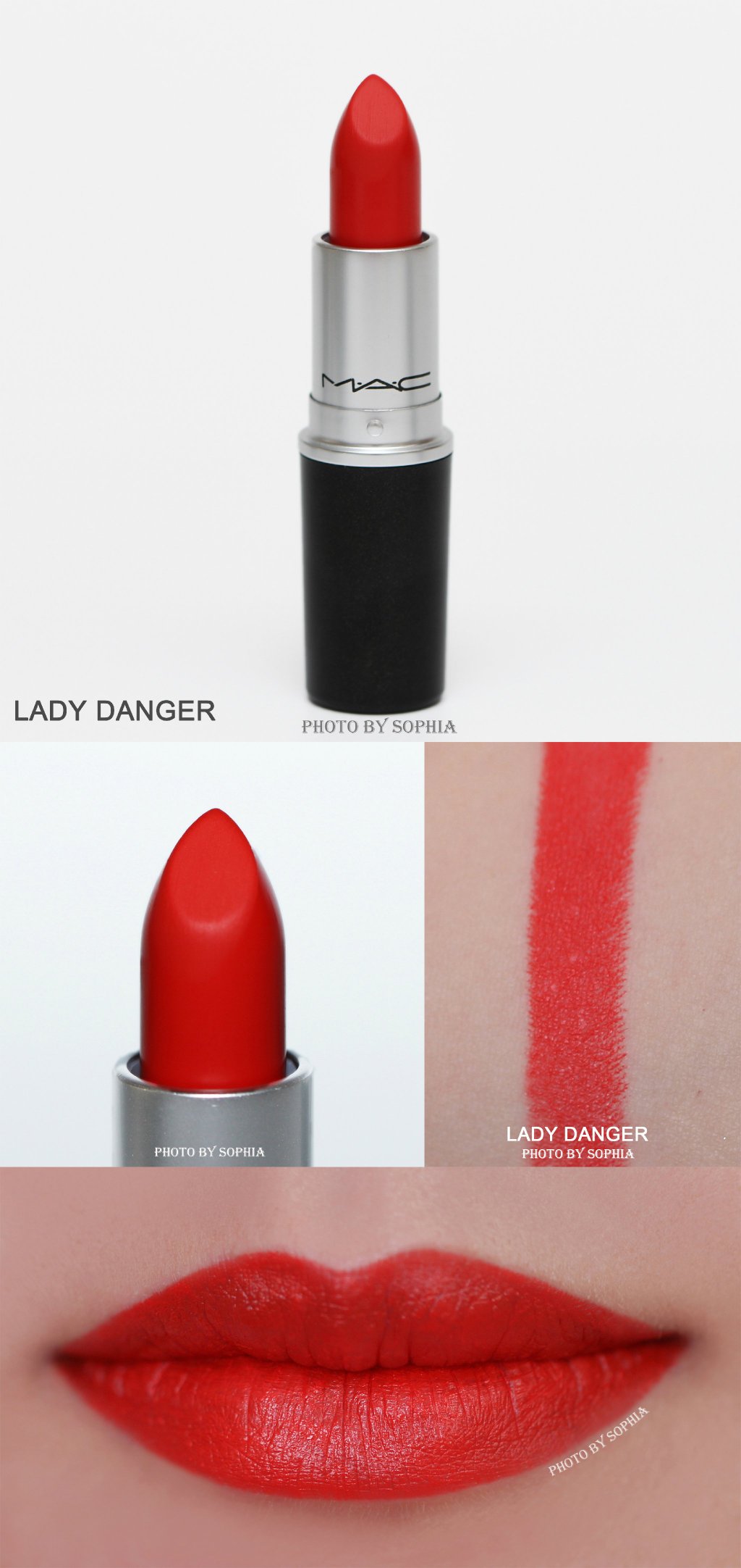 MAC经典唇膏LADY DANGER、CHILI、RUBY WOO、RUSSIAN RED试色