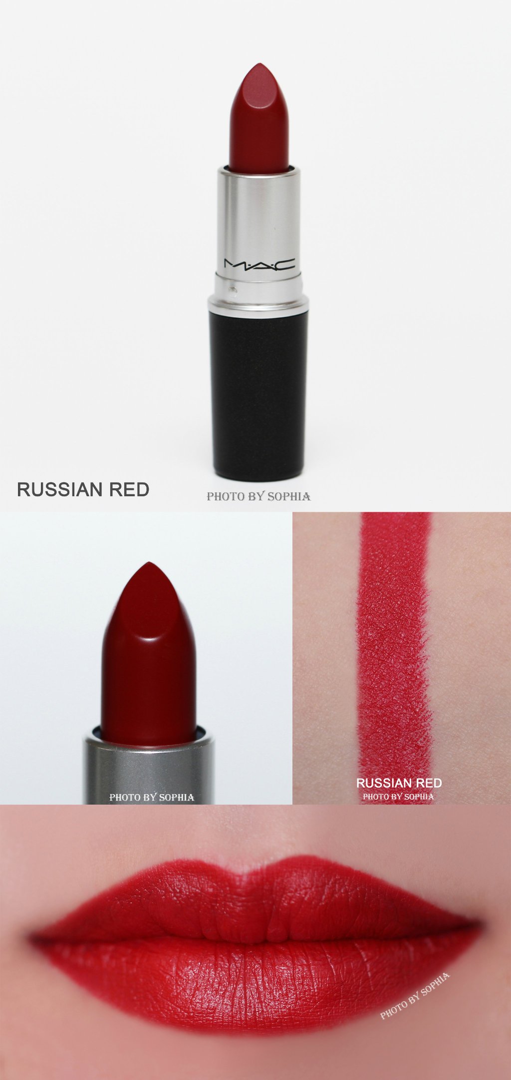 MAC经典唇膏LADY DANGER、CHILI、RUBY WOO、RUSSIAN RED试色