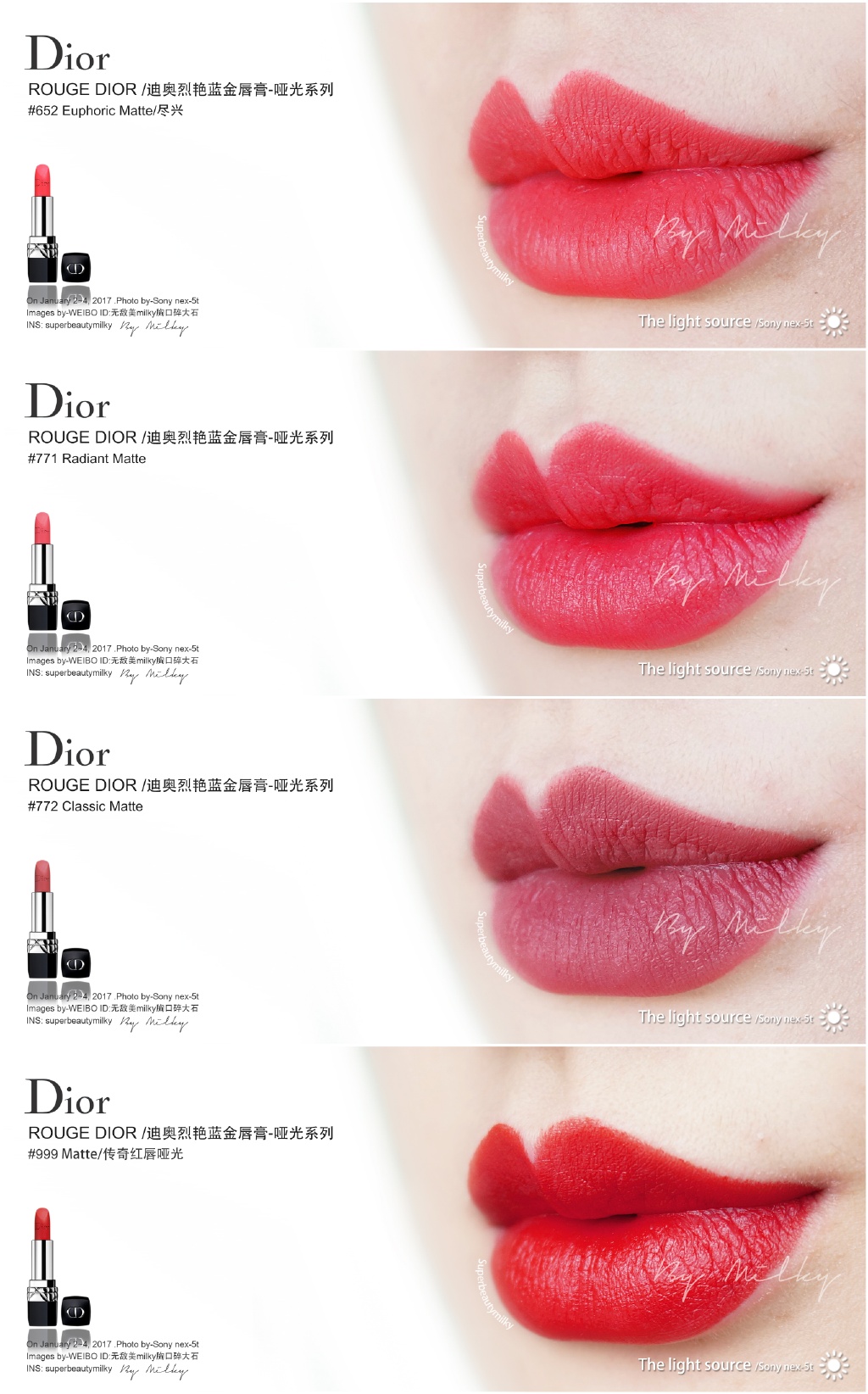 DIOR ROUGE MATTE/迪奥烈艳蓝金唇膏哑光系列652/771/772/999试色