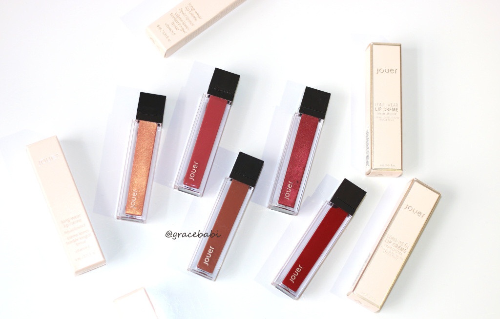 jouer lip creme唇釉papaye/petale de rose/bronze rose/brique/noisette试色