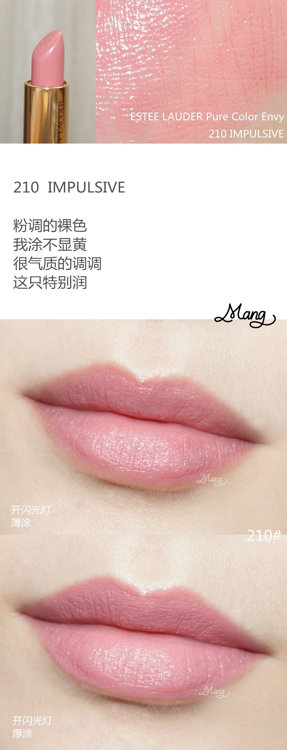 ESTEE LAUDER雅诗兰黛Pure Color Envy210 230 240 250 260 310唇膏试色