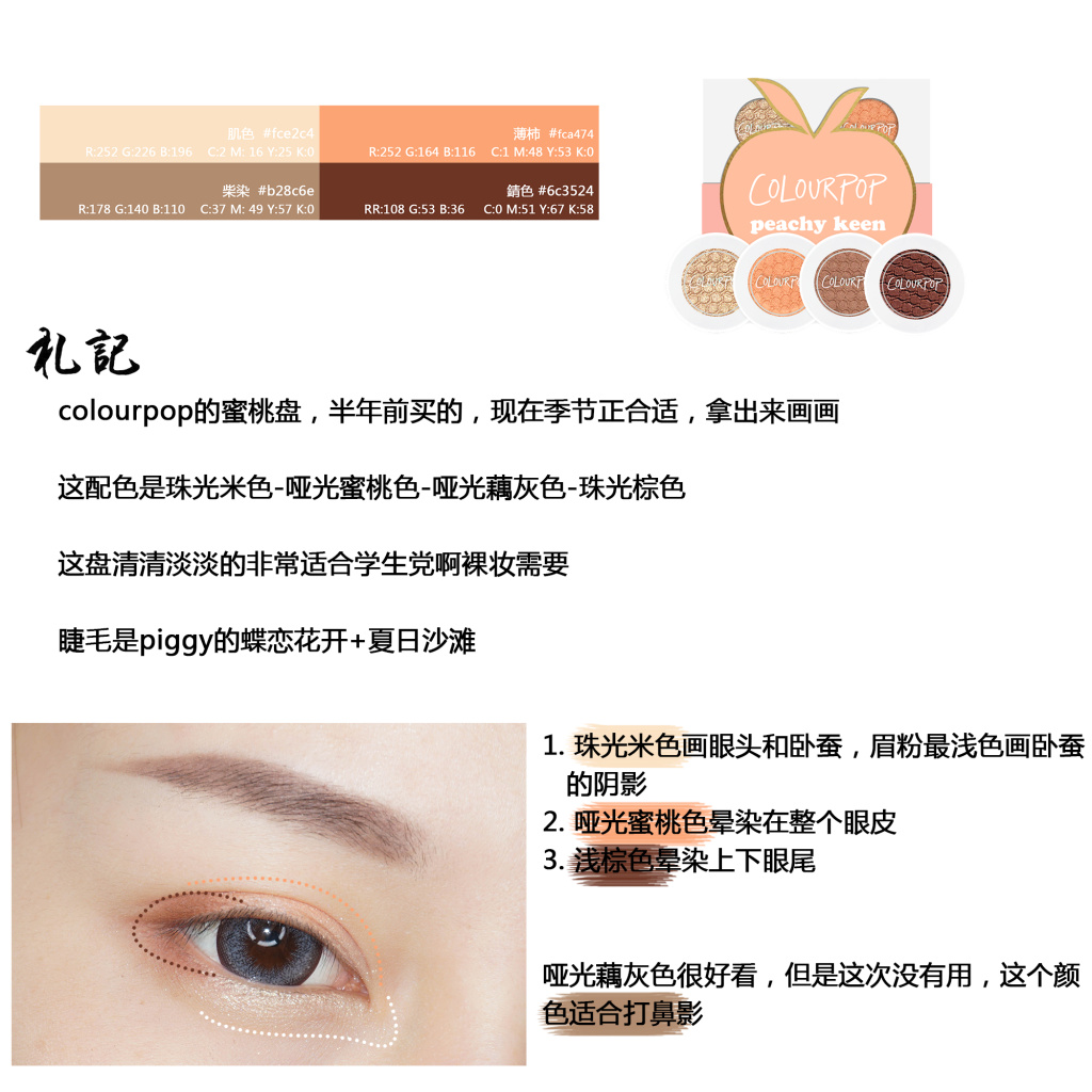 Colourpop套装peachy keen（蜜桃眼影）试色+画法