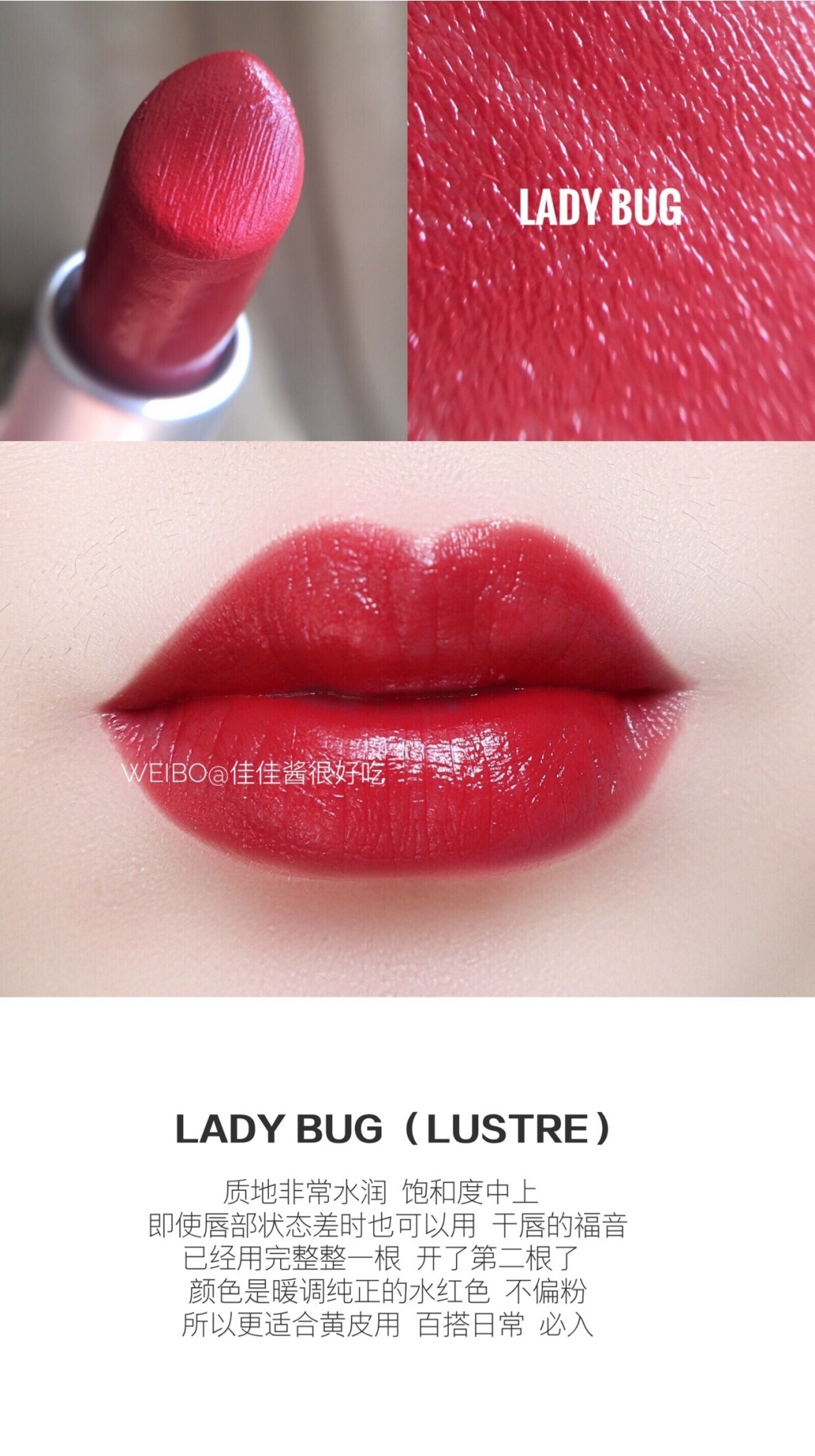 MAC唇膏DUBONNET/RUBY WOO/LADY BUG/CHILI/RED/DARE YOU 红色系试色