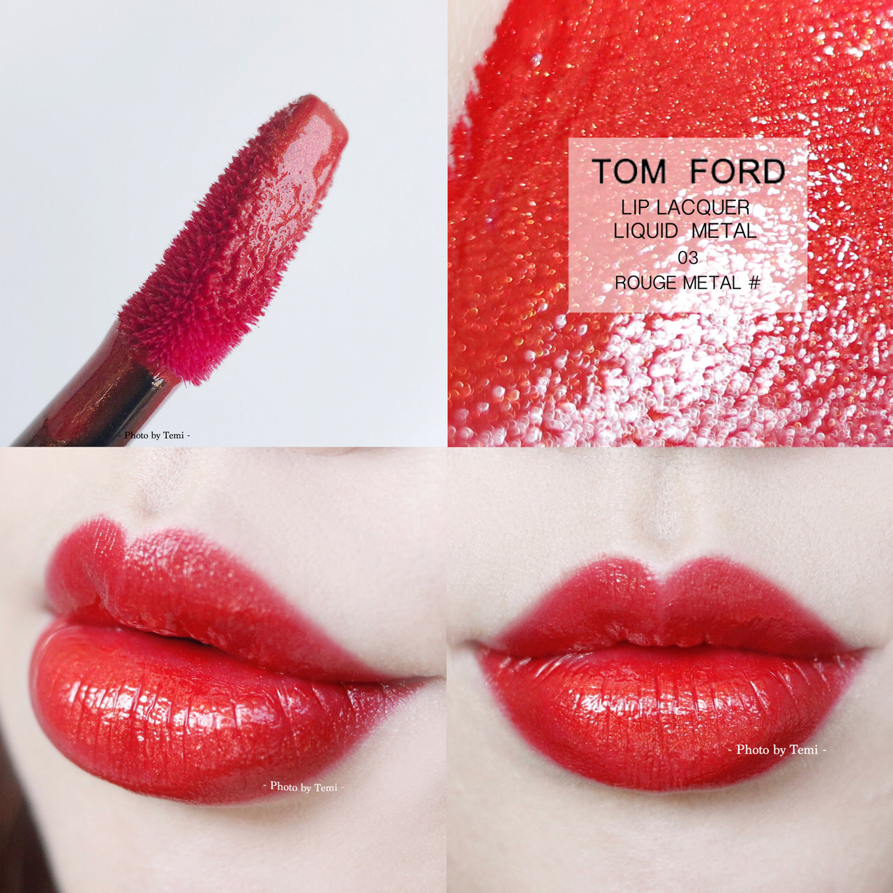 TOM FORD新款液体金属漆光唇釉（03#rouge metal）试色