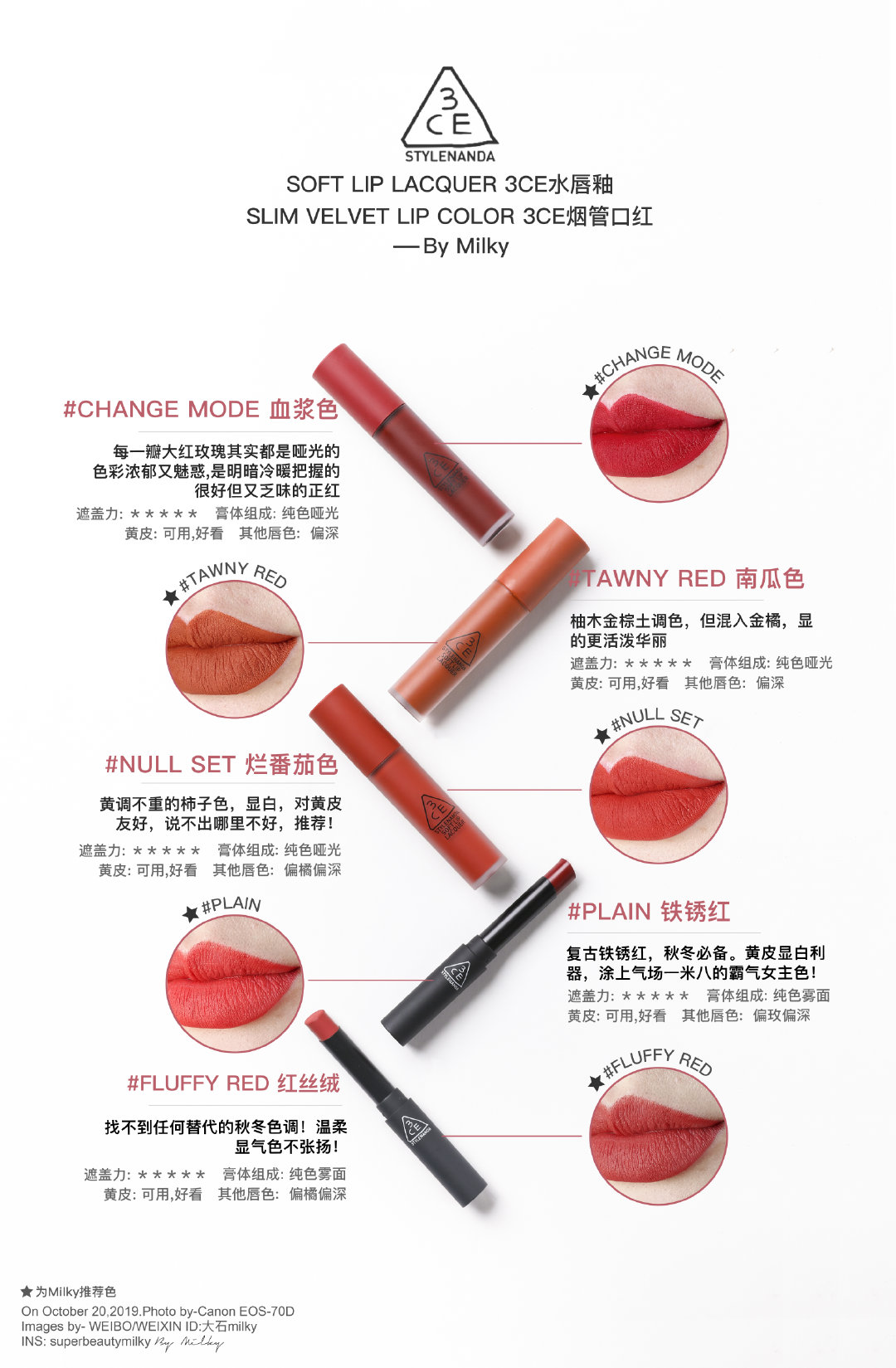 3CE口红必买色号，3CE口红推荐色号