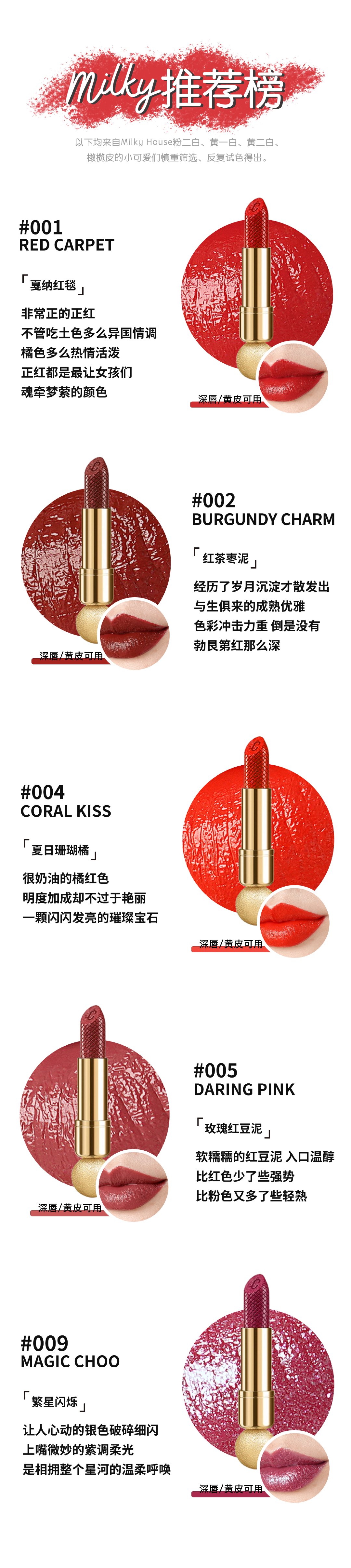 Jimmy Choo Seduction Satin Lipstick 01/02/04/05/06/09六支试色