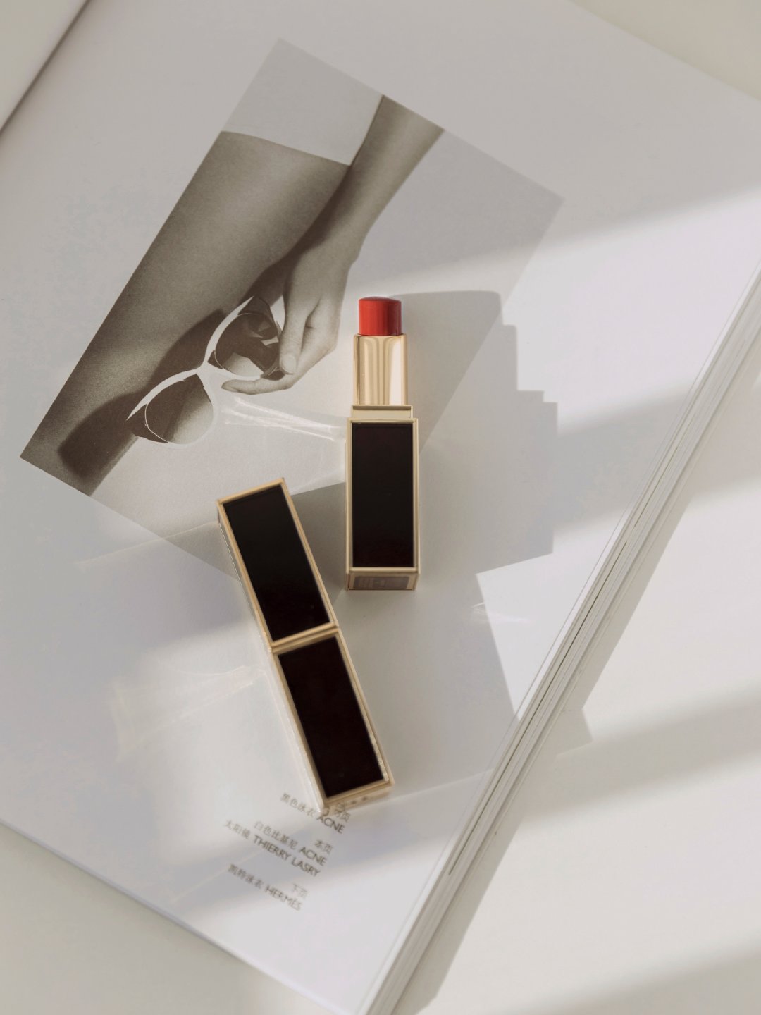 TOM FORD细黑管口红50朱砂痣/51半晌欢/52裸玫瑰试色