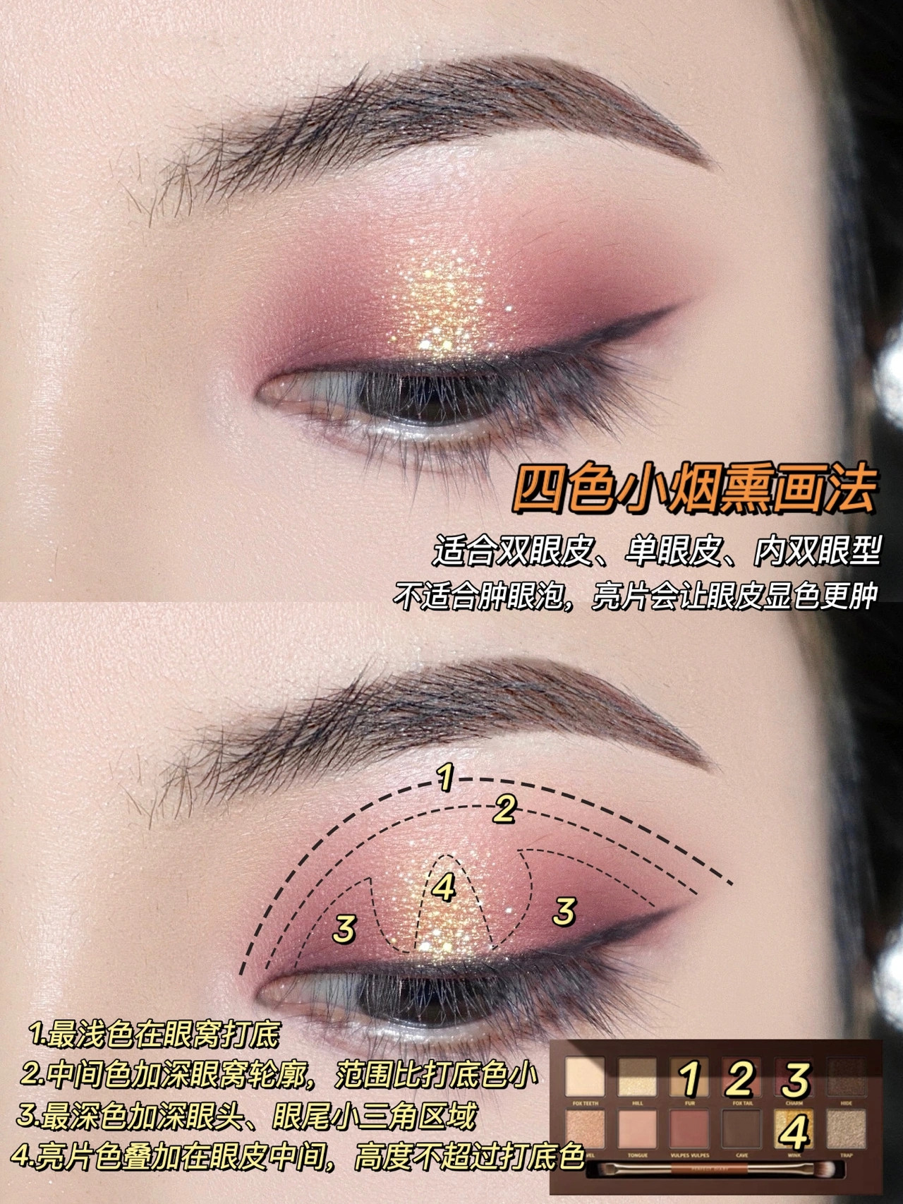 新手眼妆的画法步骤图，六种适合新手的眼影画法
