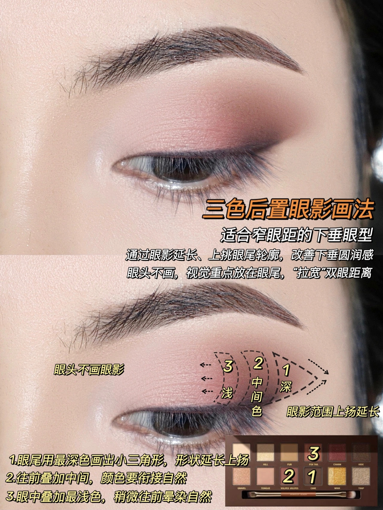 新手眼妆的画法步骤图，六种适合新手的眼影画法
