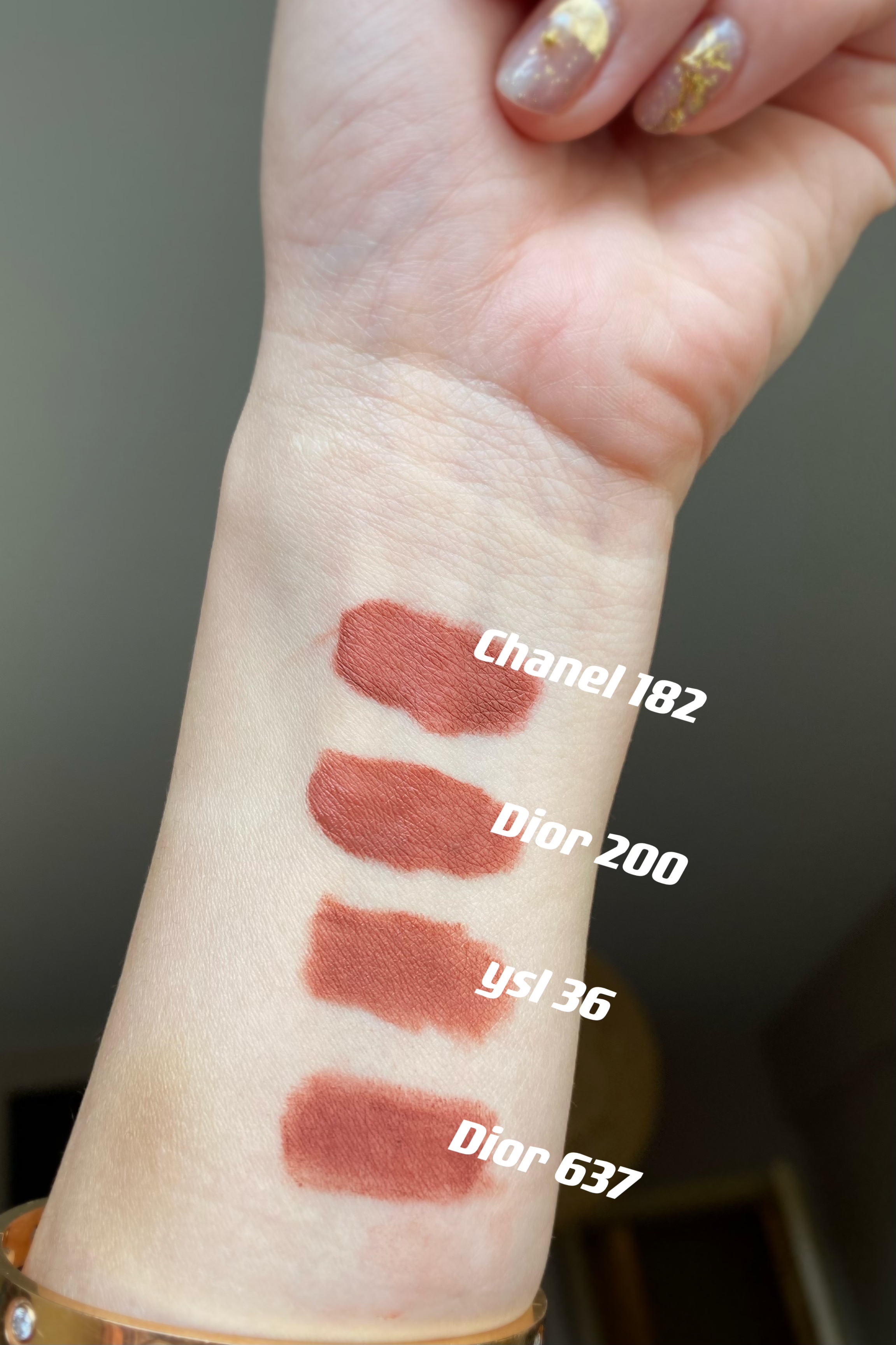 chanel182、dior200、ysl36、dior637对比试色