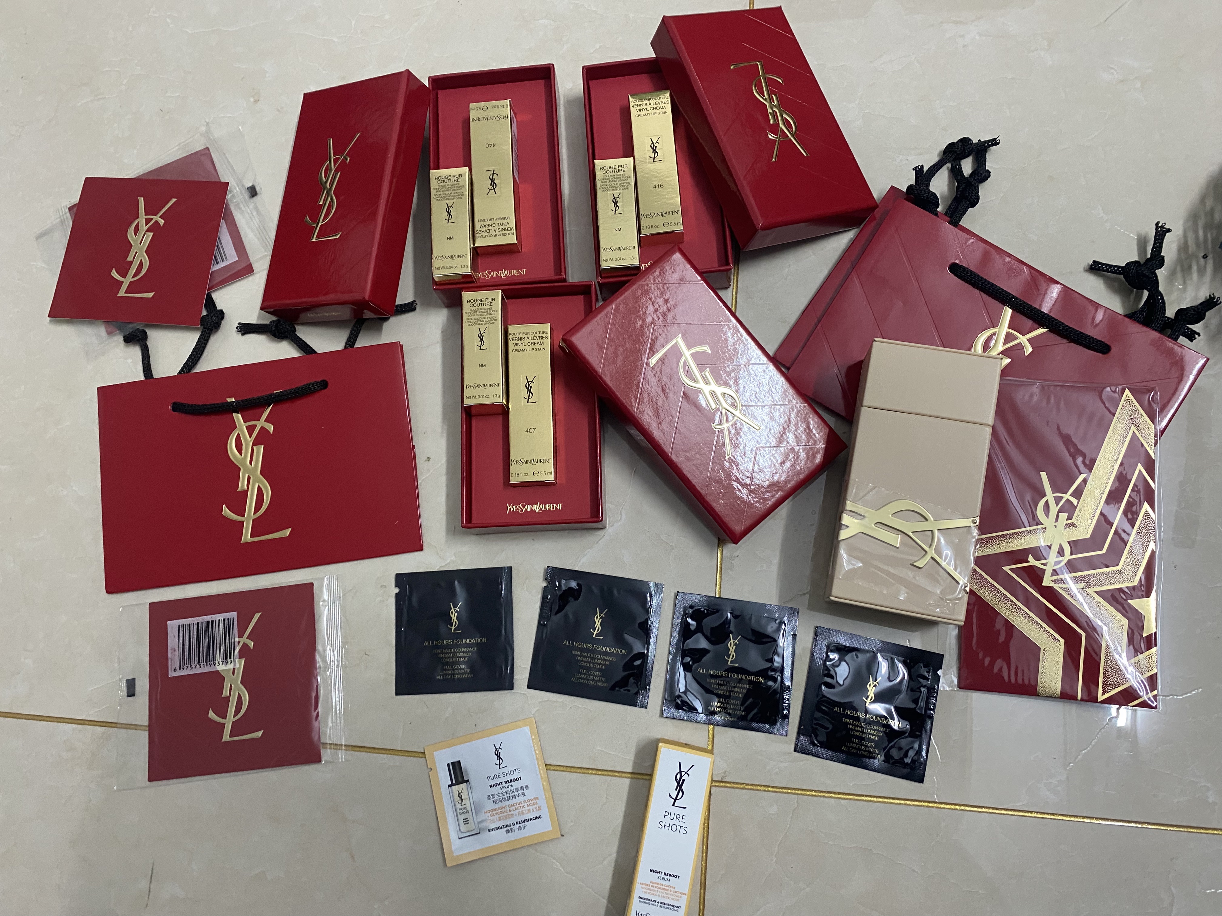 YSL圣罗兰黑管唇釉416、407、440试色