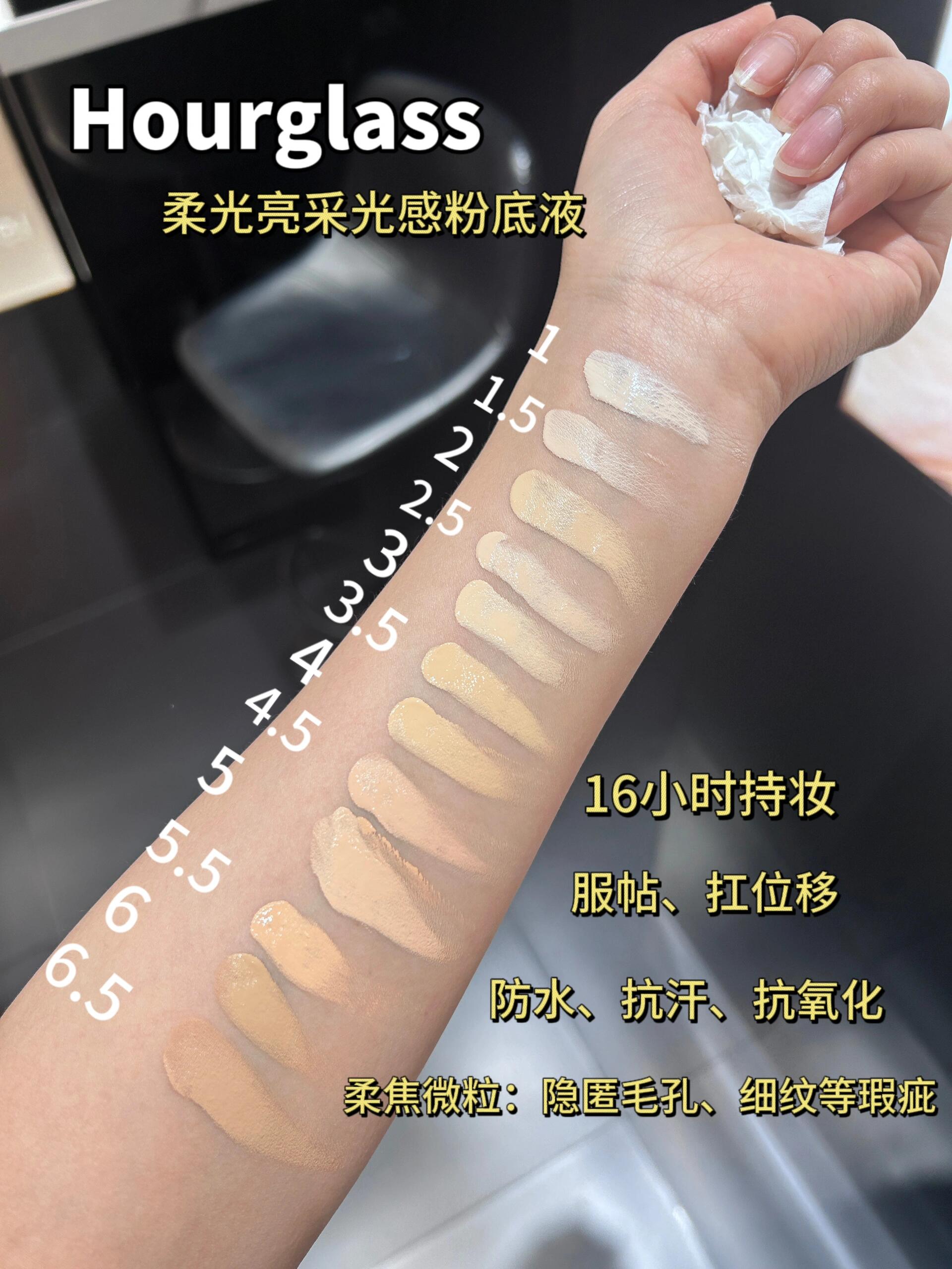 Hourglass柔光亮采光感粉底液色号怎么选
