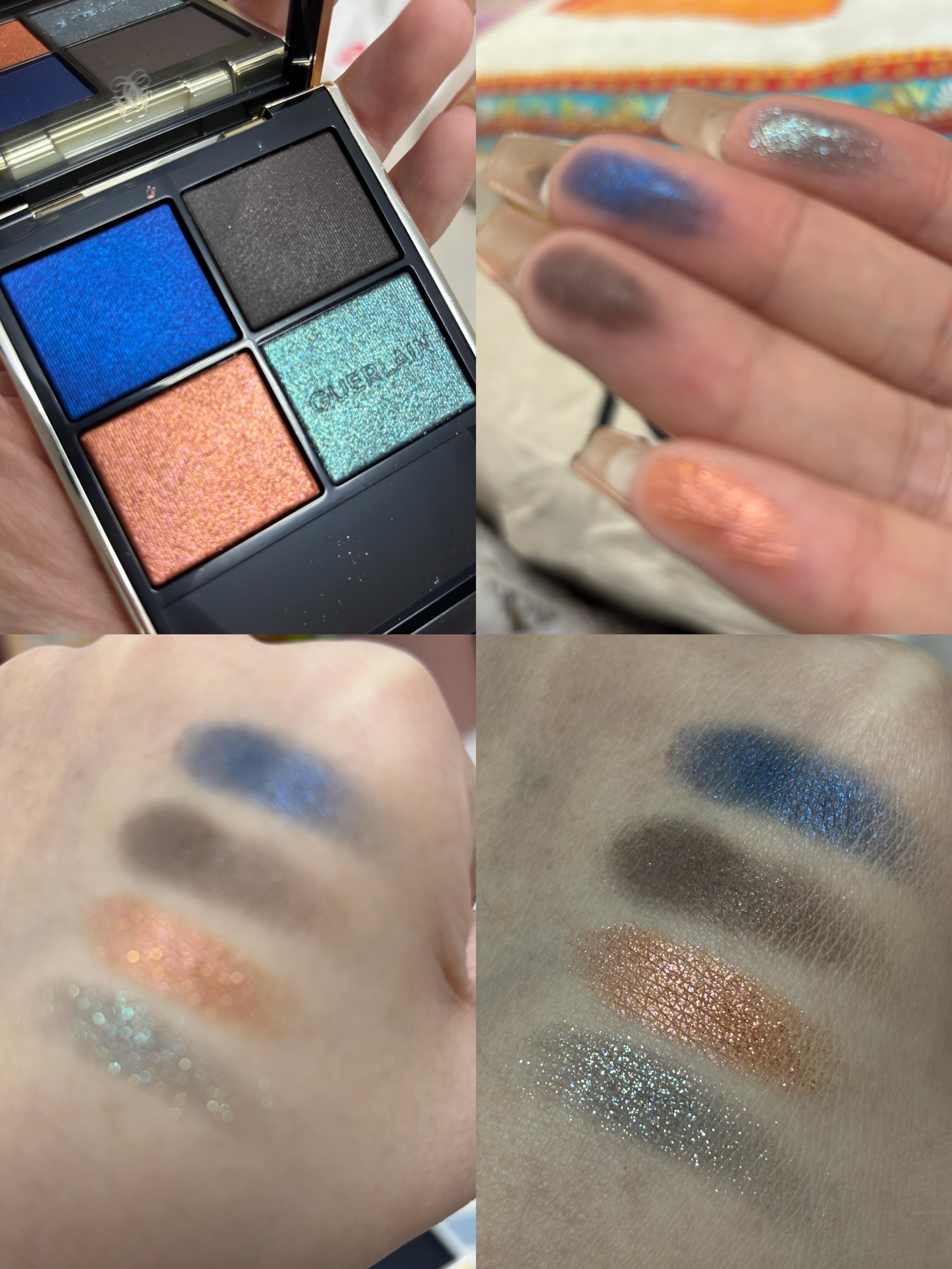 娇兰(Guerlain)鎏金四色眼影 360(雀翎魅影)试色