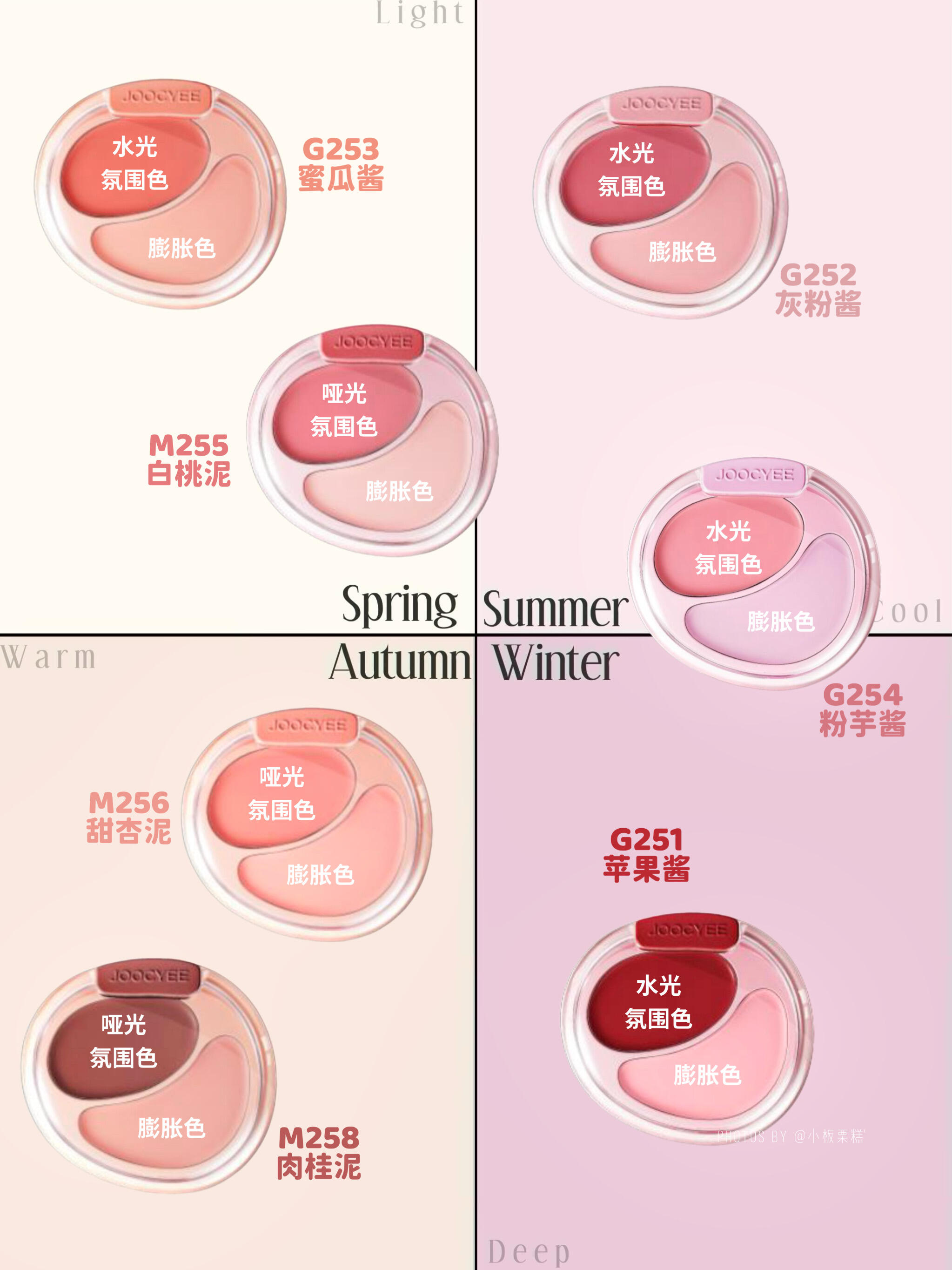 酵色双色腮红膏全试色