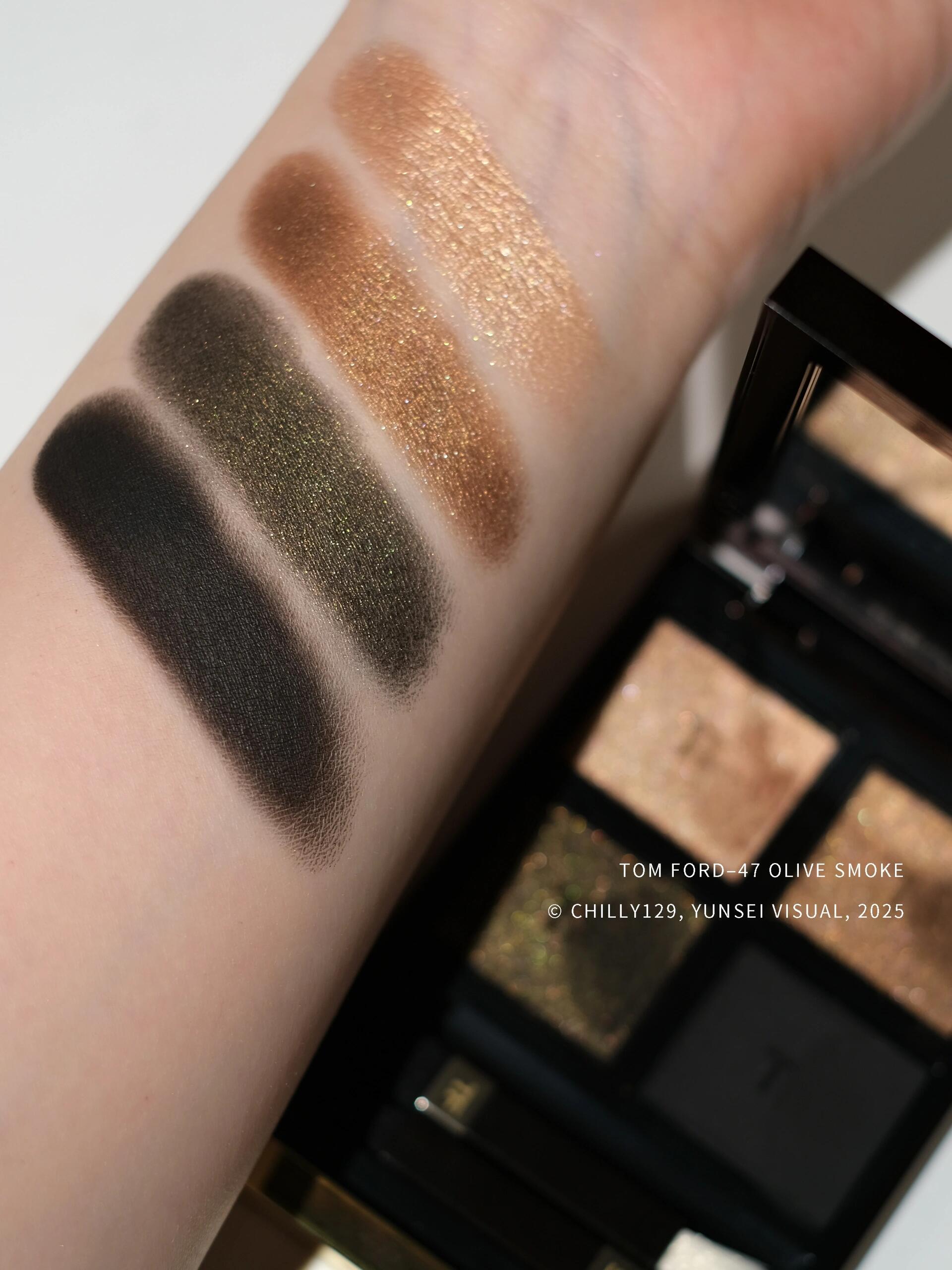 TF春季新色四色眼影盘47 OLIVE SMOKE、48 PEACH GLAMOUR试色