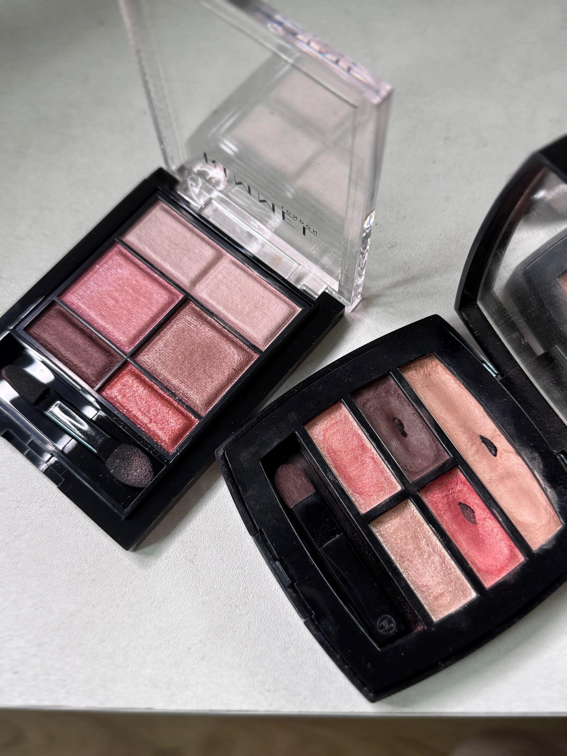 chanel香奈儿眼影盘warm、Rimmel眼影盘007对比试色