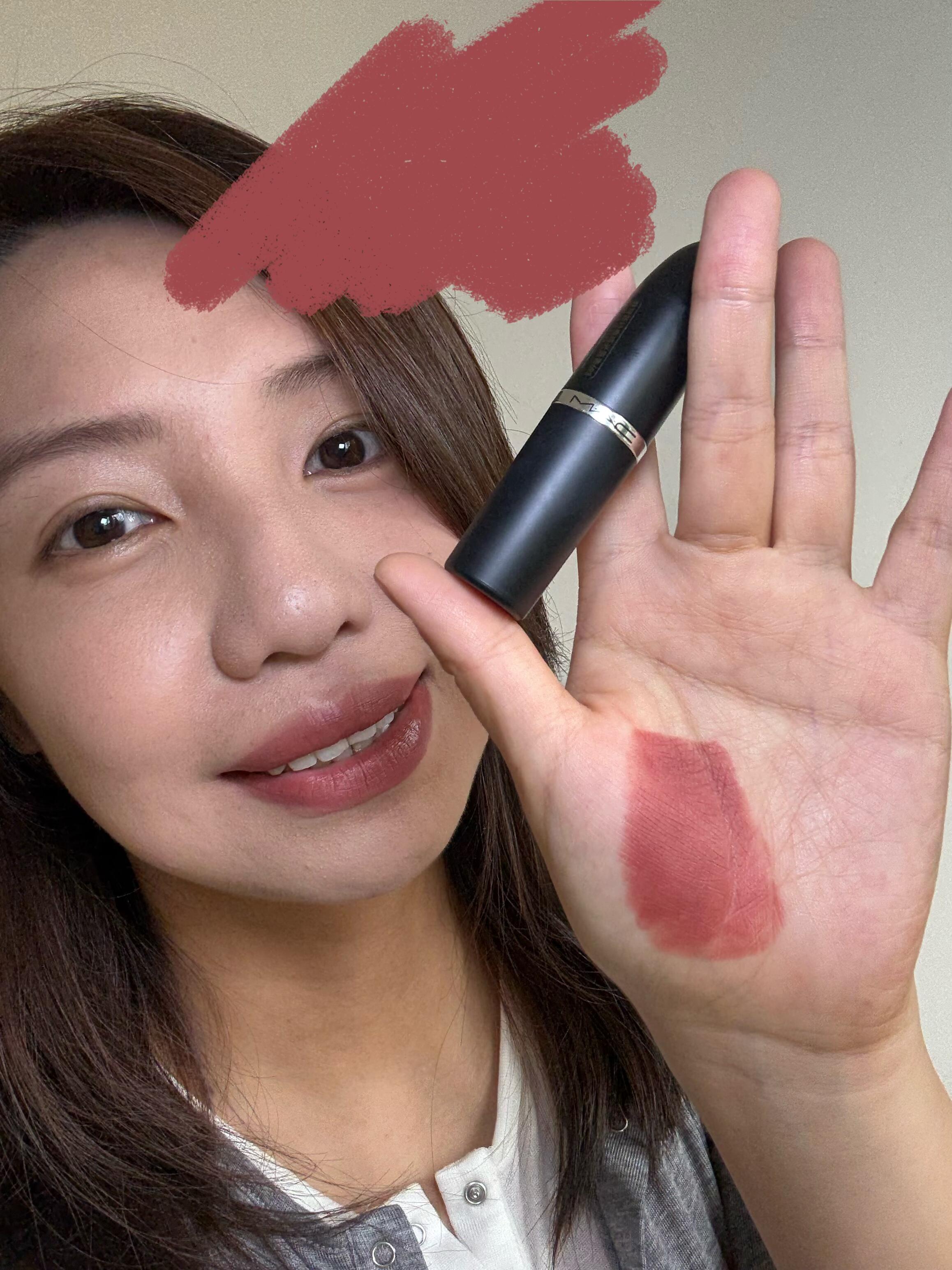 MAC魅可大子弹头口红693大咖棕试色