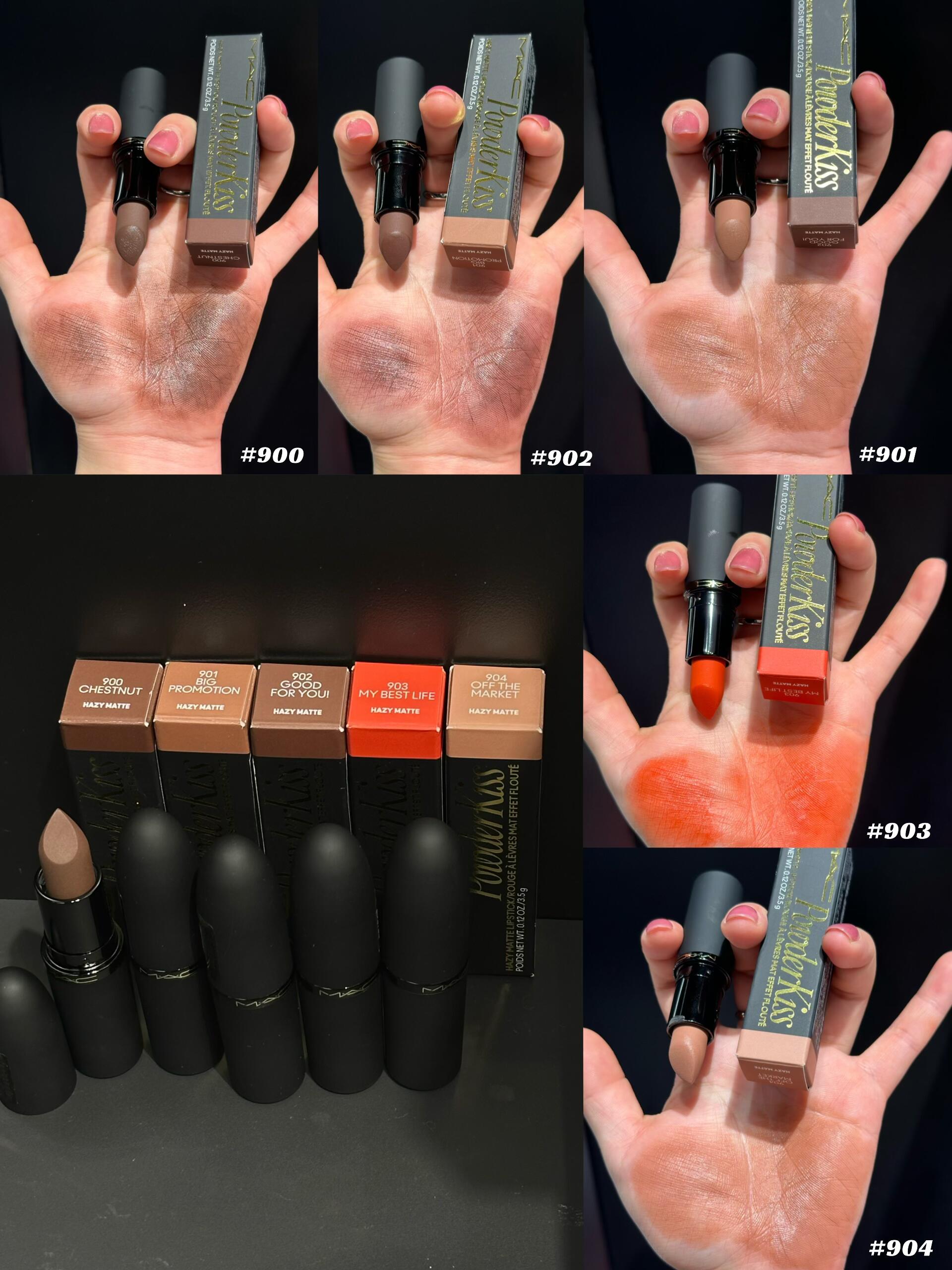 MAC魅可新丝缎柔雾唇膏 轻尤雾弹口红900/901/902/903/904试色