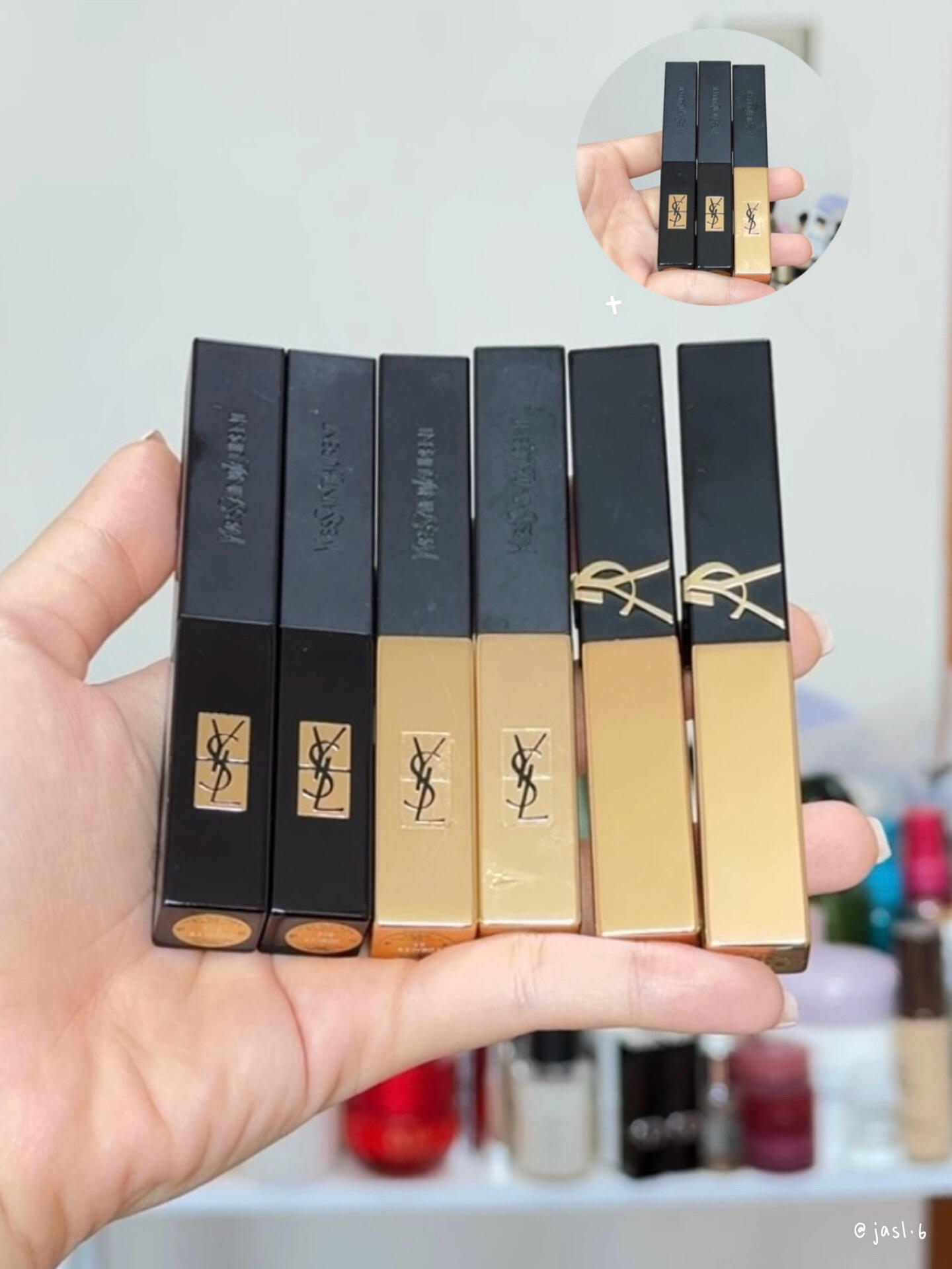 YSL小金条裸粉棕口红试色