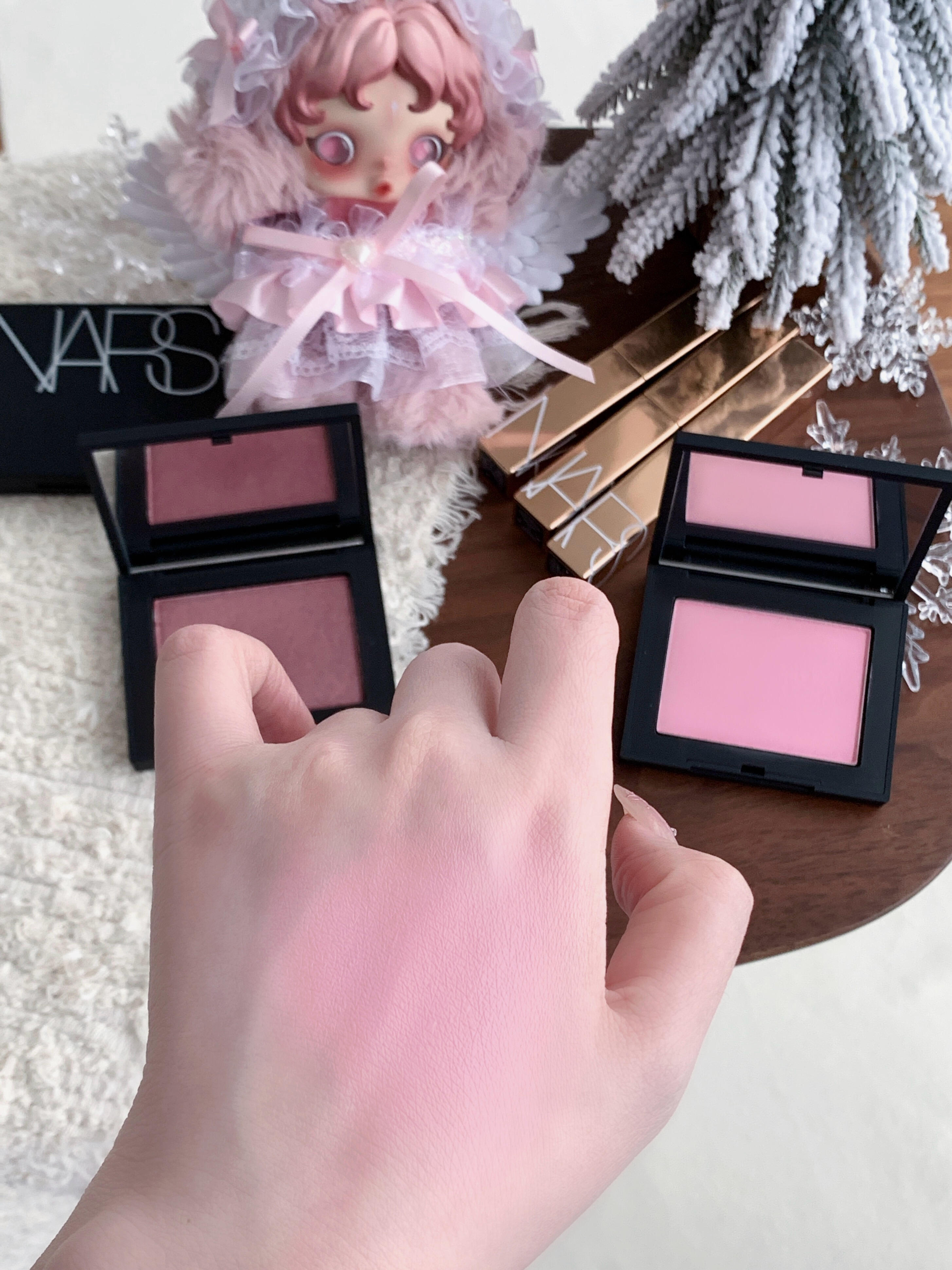 NARS单色腮红+3支小粉金唇膏试色