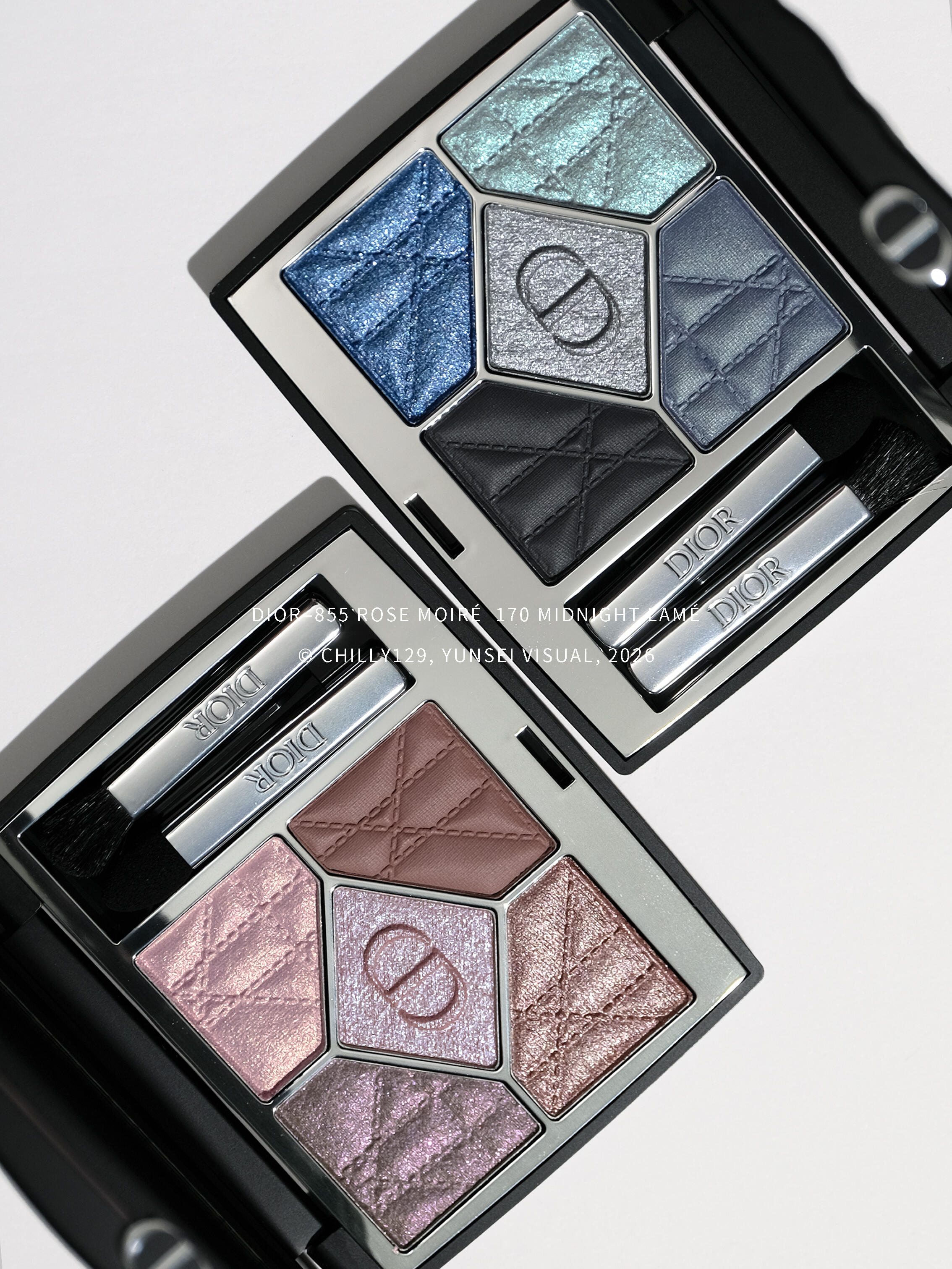 DIOR迪奥五色眼影盘170 MIDNIGHT LAMÉ、55 ROSE MOIRÉ试色